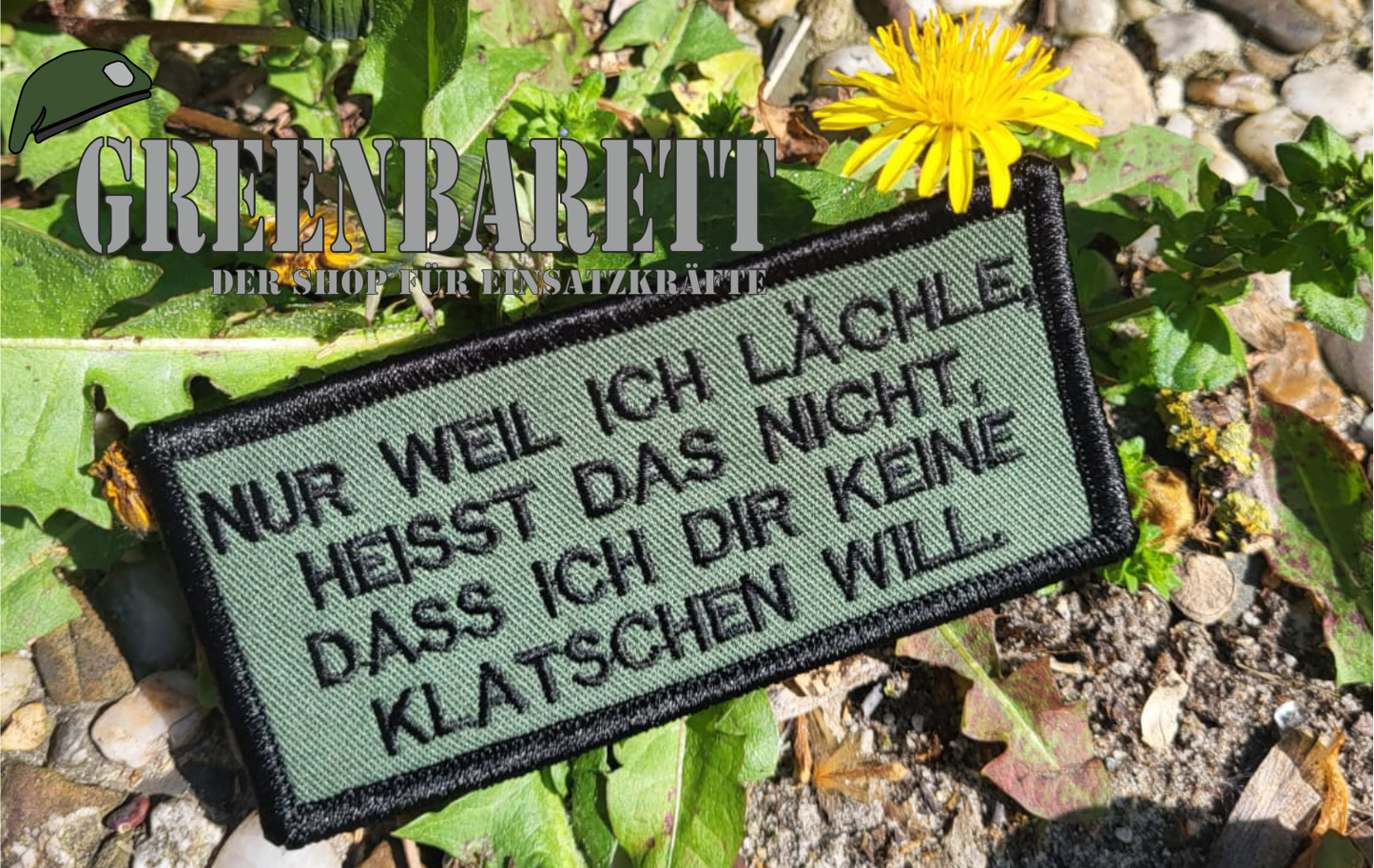 Gestickter Patch "NUR WEIL ICH LÄCHLE"